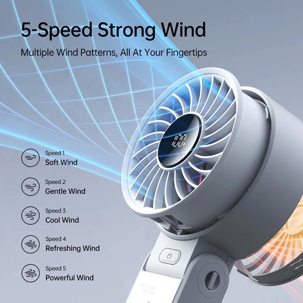 Quạt Cầm Tay Jisulife Fan 7 - Life 7 | Pin 5000mAh | 5 Tốc Độ Gió | Gập 150° | Màn Hình Led | BigBuy360 - bigbuy360.vn
