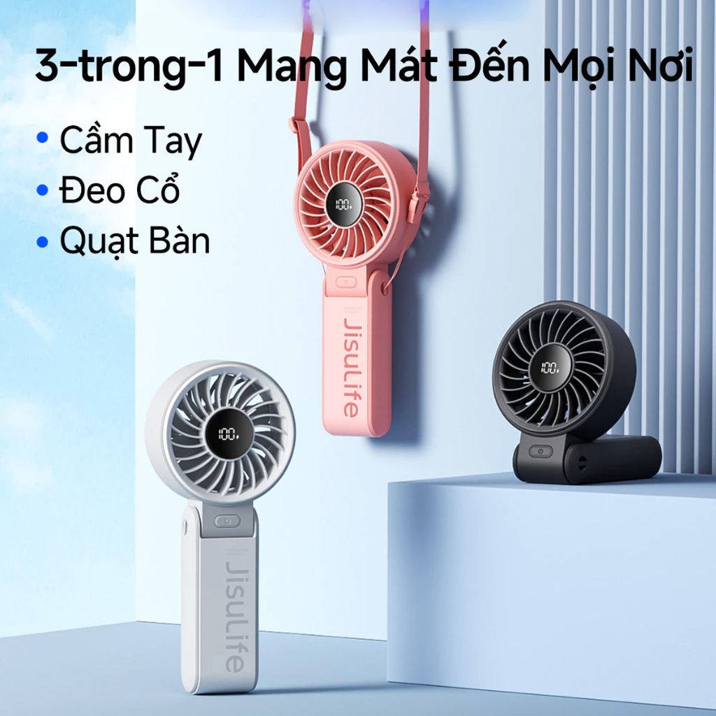 Quạt Cầm Tay Jisulife Fan 7 - Life 7 | Pin 5000mAh | 5 Tốc Độ Gió | Gập 150° | Màn Hình Led | BigBuy360 - bigbuy360.vn