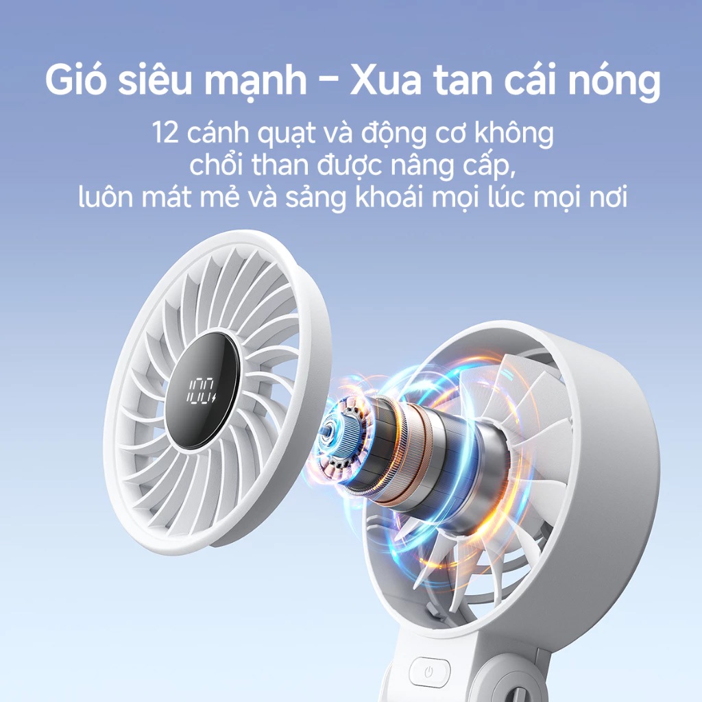 Quạt Cầm Tay Jisulife Fan 7 - Life 7 | Pin 5000mAh | 5 Tốc Độ Gió | Gập 150° | Màn Hình Led | BigBuy360 - bigbuy360.vn