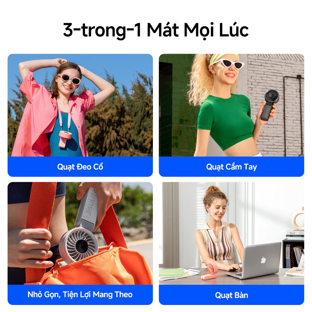 Quạt Cầm Tay Jisulife Fan 7 - Life 7 | Pin 5000mAh | 5 Tốc Độ Gió | Gập 150° | Màn Hình Led | BigBuy360 - bigbuy360.vn
