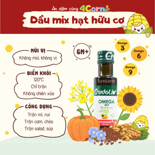 Dầu Omega 3-6-9 tổng hợp từ 5 loại hạt hữu cơ Crudolio - Cho bé 6m+