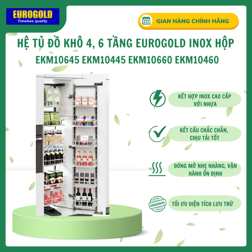 Hệ Tủ Đồ Khô 4 Tầng, 6 Tầng Eurogold Inox Hộp Cánh Mở EKM10445 / EKM10645 / EKM10460 / EKM10660