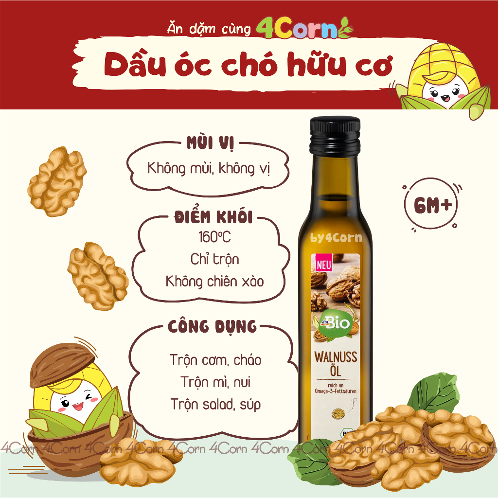 Dầu óc chó hữu cơ Dmbio - Đức - Cho bé 6m+