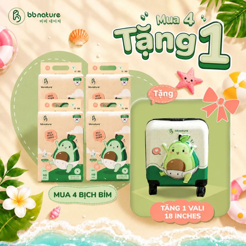 BB Nature Classic / Deal 4 Bịch Bỉm BB Classic Tặng Vali Bơ BB Nature