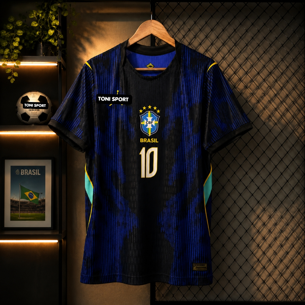 [PLAYER, CHỈ ÁO] Áo Bóng Đá ĐT Brazil Sân Khách WC 2026 in Neymar Jr Số 10 - Vải Thái Dệt Thoáng Mát
