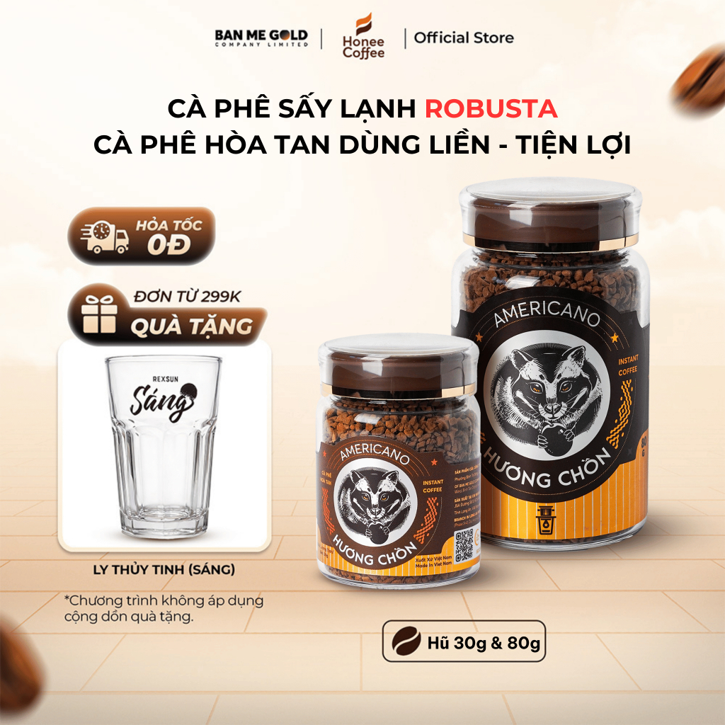 [SVIP] Cà phê sấy lạnh robusta – cafe sấy lạnh đậm đà (hũ 30g/80g) - cà phê hòa tan nhanh tiện lợi B