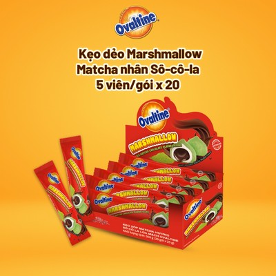 [MỚI] Hộp 20 gói kẹo dẻo Marshmallow Matcha nhân Sô-cô-la (Gói 25gr x 20)
