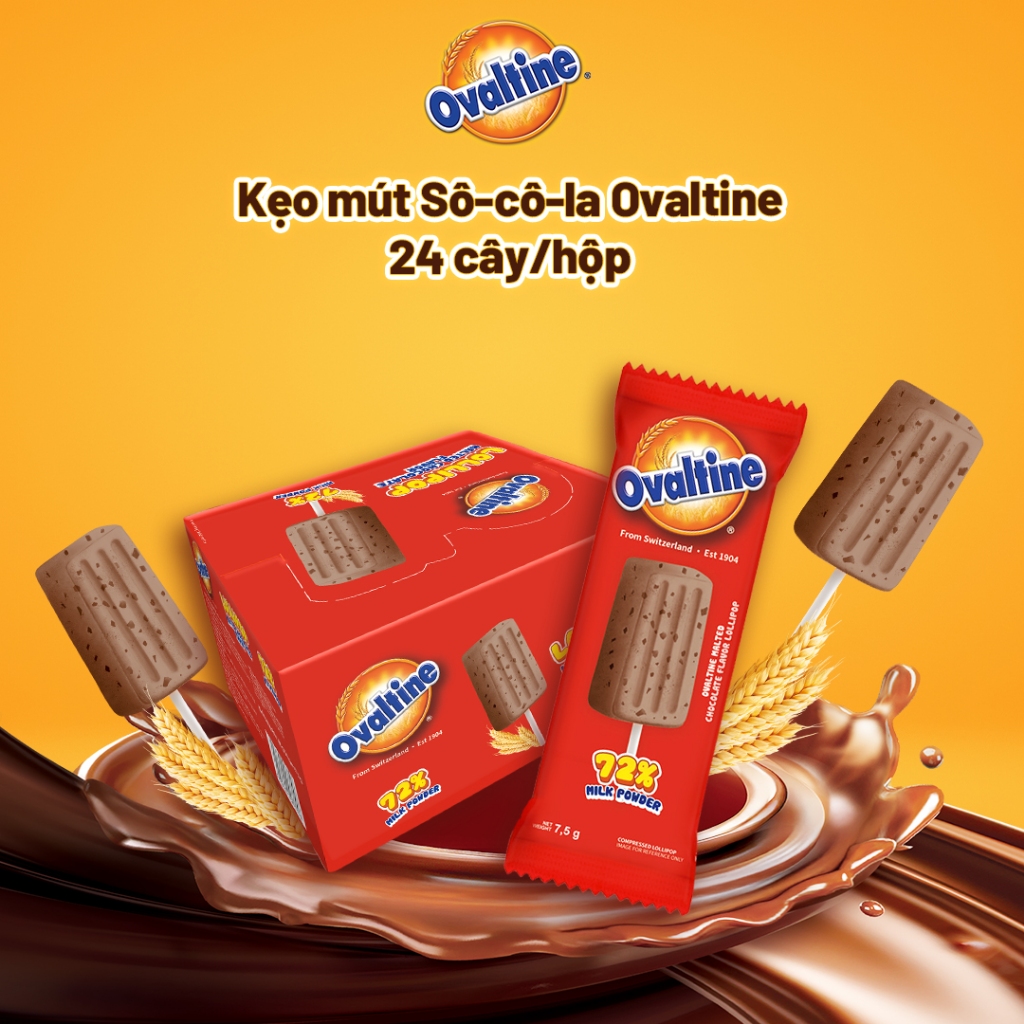 [Date tháng 12] Kẹo mút vị Sô-cô-la sữa Ovaltine (24 cây/hộp)