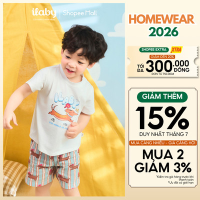 [ILABY 10-40kg] Đồ bộ mặc nhà bé trai, đồ bộ cộc tay cotton họa tiết cún tinh nghịch [3924]