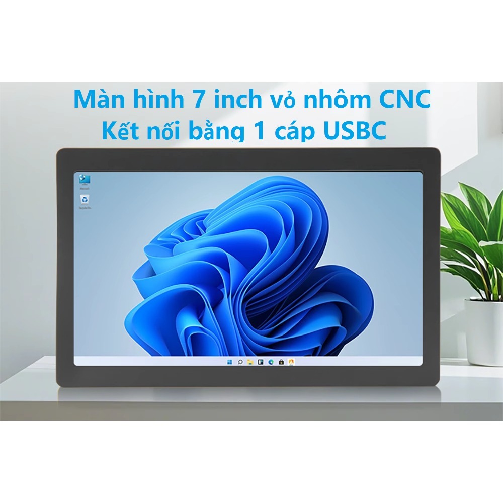 Màn hình 7 inch vỏ nhôm CNC kết nối USB dùng cho Win 10,11( Cài Driver)