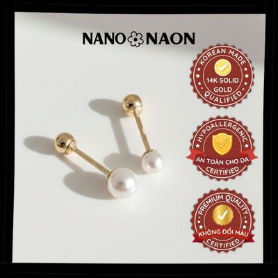 [LINK MỚI] Khuyên tai Vàng 14K Hàn Quốc ngọc trai Swarovski 2mm-3mm-4mm - Nano&Naon