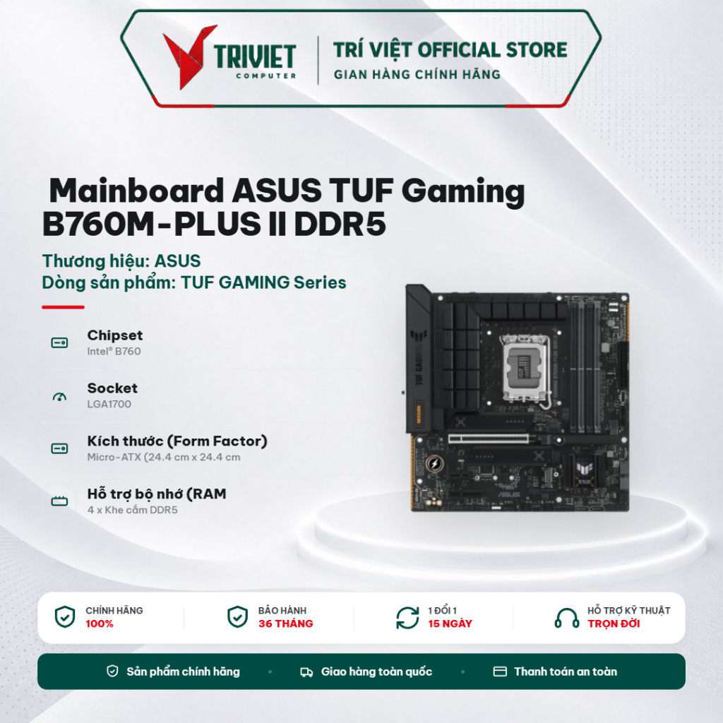 Mainboard ASUS TUF Gaming B760M-PLUS II, PLUS WIFI II DDR5 Socket LGA1700 mATX Intel Gen 12/13/14 - 