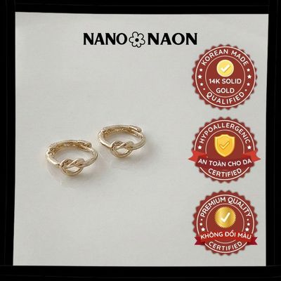 [Nano&Naon] Khuyên tai tròn Vàng 14K Hàn Quốc size nhỏ mini 5mm - Nano&Naon