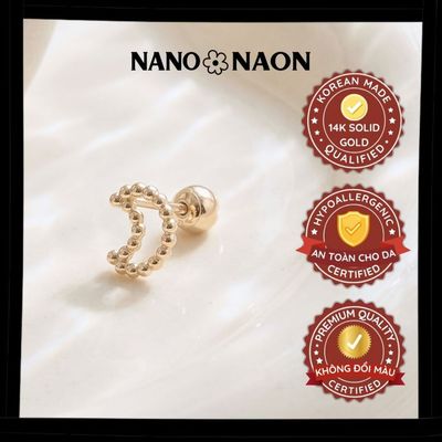 [Nano&Naon] Khuyên tai Vàng 14K Hàn Quốc mặt trăng dot 1081- Nano&Naon