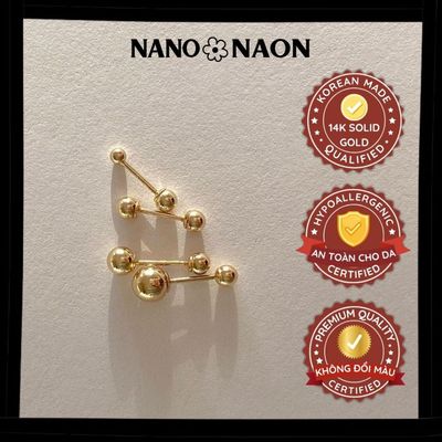 [LINK MỚI] Khuyên tai Vàng 14K Hàn Quốc bi trơn 2mm-3mm-4mm - Nano&Naon