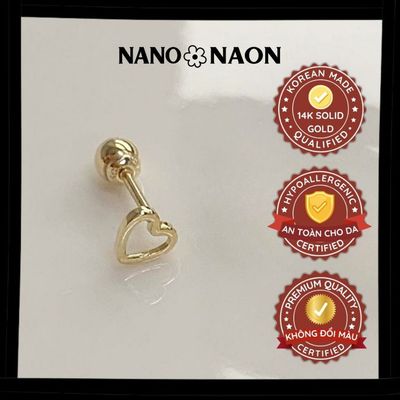 [Nano&Naon] Khuyên tai Vàng 14K Mini Heart 1049 - Nano&Naon
