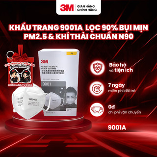 Khẩu trang 3m 9001 lọc 90% bụi mịn pm2.5 & khí thải chuẩn n90