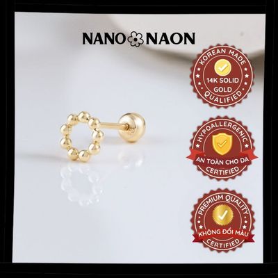 [Nano&Naon] Khuyên tai Vàng 14K Hàn Quốc tròn dot 1045 - Nano&Naon