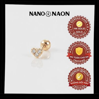 [Nano&Naon] Khuyên tai Vàng 14K Hàn Quốc tim nhí 1039 - Nano&Naon