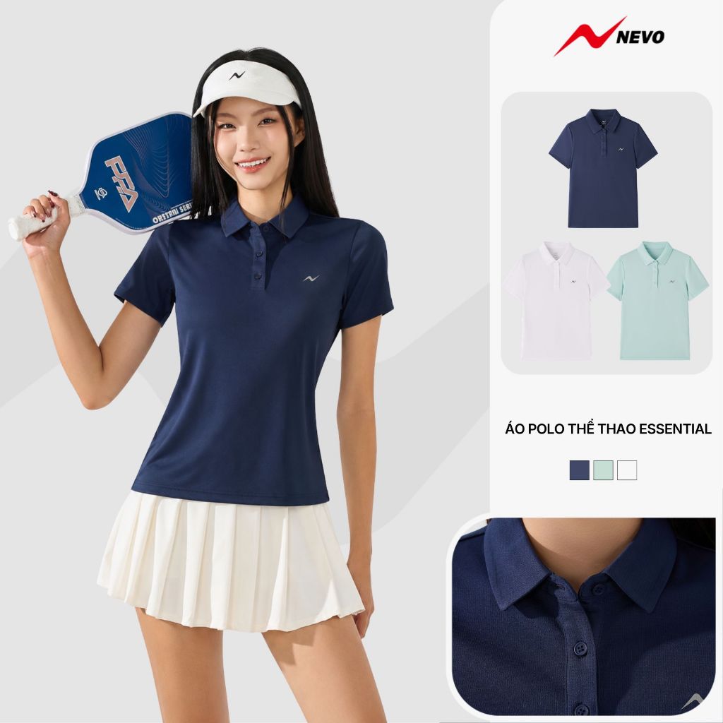Áo Polo Thể Thao Nữ NEVO Essential Chơi Pickleball Tennis Golf Gym WEPO26A012