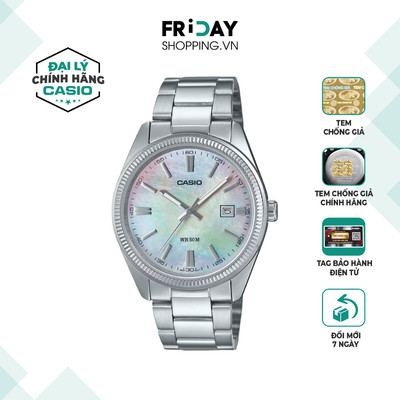 Đồng Hồ Nam Casio Watch MTP-1302DS-7AVDF Đeo Tay Mặt Tròn 38.5mm Mặt Xà Cừ Đen Dây Kim Loại Chống Nước 5ATM Chính Hãng