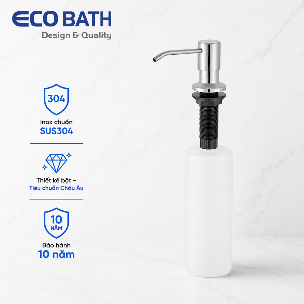Bình xịt xà phòng EcoBath EC6025 - Chất liệu Inox 304 cao cấp - Bảo hành 1 năm - Hàng chính hãng