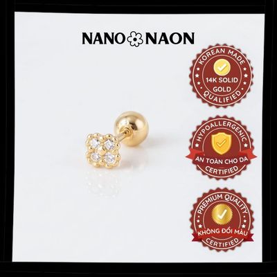 [Nano&Naon] Khuyên tai Vàng 14K Hàn Quốc cỏ 4 lá nhí 1042 - Nano&Naon