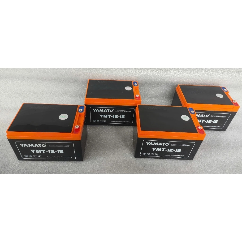 Bộ 4 bình nguồn 12V dung lượng 15Ah; bình YAMATO YMT-12-15 dùng cho xe máy điện, loa kéo, lưu điện