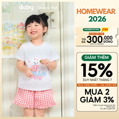 [ILABY 10-40kg] Bộ hè cộc tay bé gái, đồ bộ mặc nhà cộc tay chất liệu cotton cao cấp bèo nhún [3868]