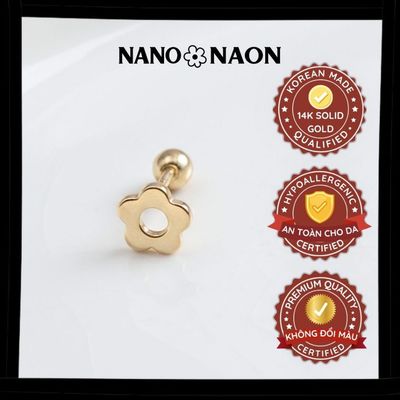 [LINK MỚI] Khuyên tai Vàng 14K Hàn Quốc hoa trứng trơn 7097 - Nano&Naon