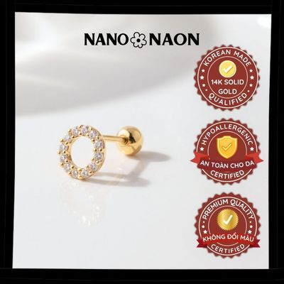 [Nano&Naon] Khuyên tai Vàng 14K Bling Circle 1062 - Nano&Naon