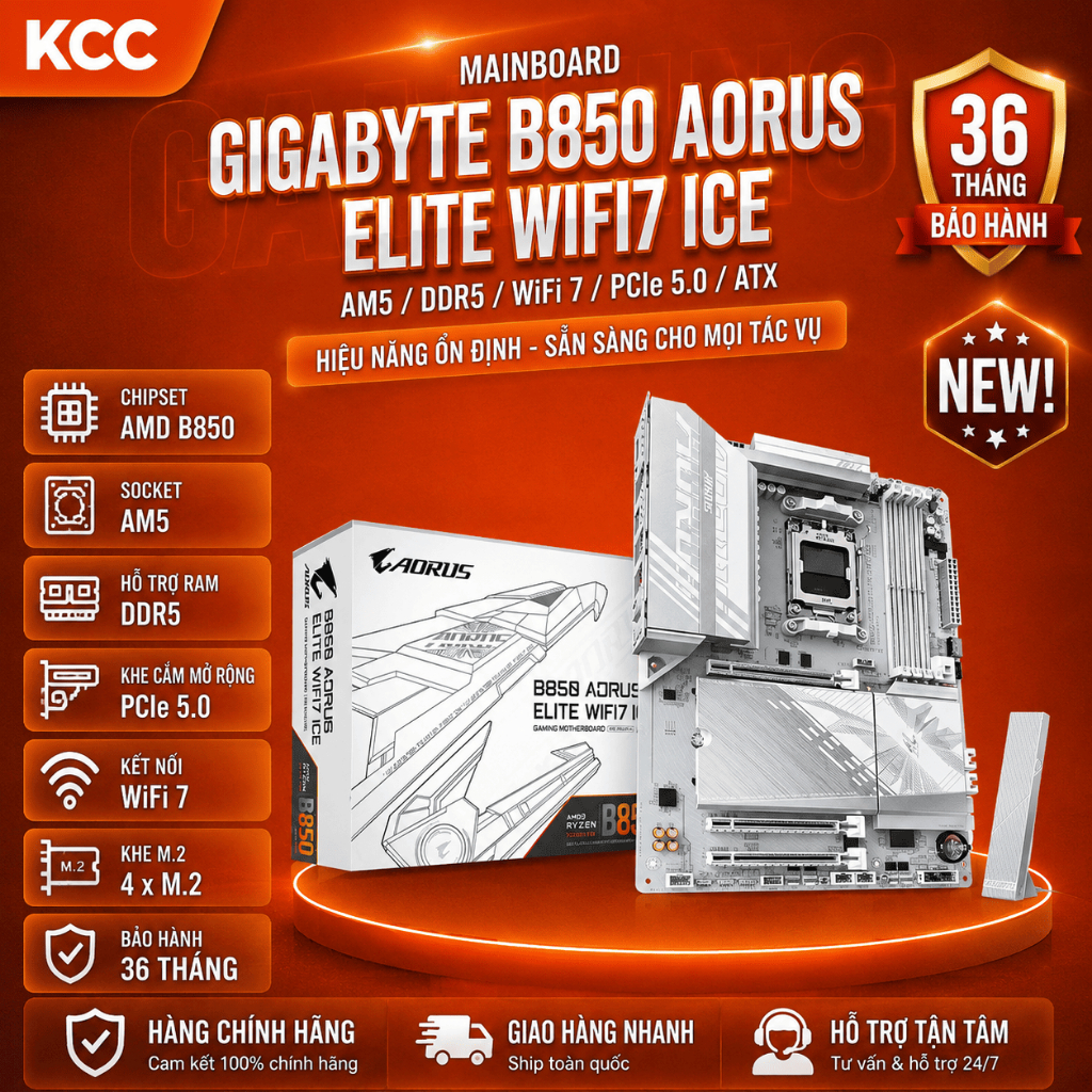 Mainboard Gigabyte B850 AORUS ELITE WIFI7 ICE  - chính hãng 3 năm