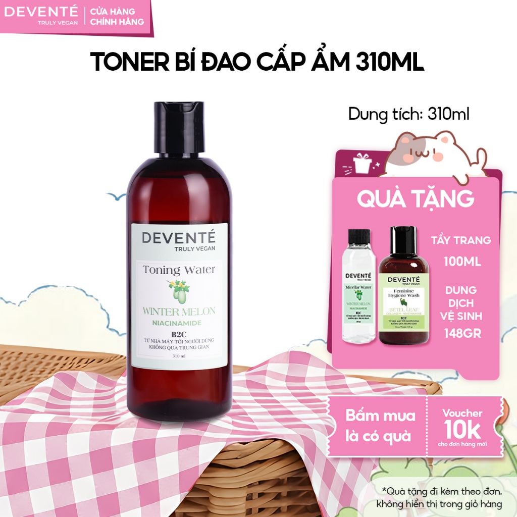 Toner Nước Cân Bằng Da Bí Đao Devente 310ml Thuần Chay