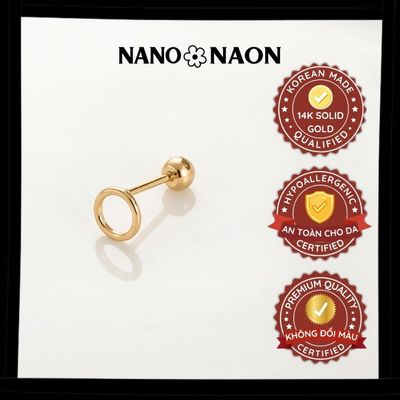 [Nano&Naon] Khuyên tai Vàng 14K Hàn Quốc Mini Circle 1055 - Nano&Naon