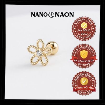 [Nano&Naon] Khuyên tai Vàng 14K Hàn Quốc Dot Flower 1082 - Nano&Naon