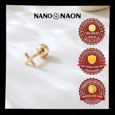[Nano&Naon] Khuyên tai Vàng 14K Hàn Quốc x nhí 1053 - Nano&Naon