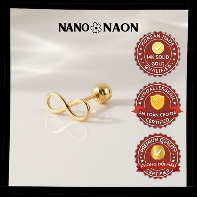[Nano&Naon] Khuyên tai Vàng 14K Hàn Quốc vô cực 1048 - Nano&Naon