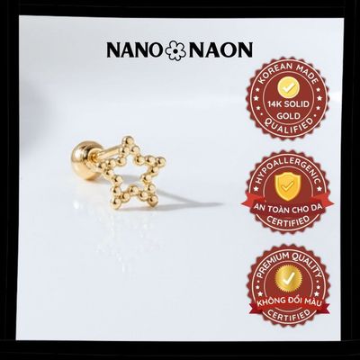 [Nano&Naon] Khuyên tai Vàng 14K Hàn Quốc sao dot 1080 - Nano&Naon