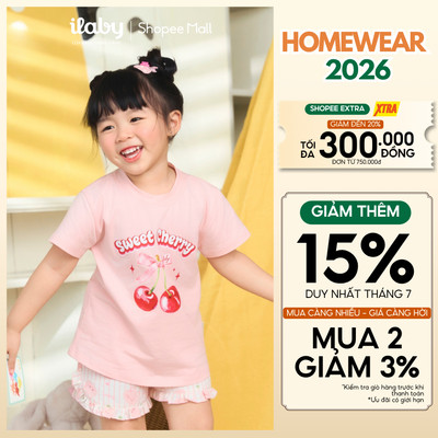 [ILABY 10-40kg] Bộ đồ cộc mùa hè bé gái cotton cao cấp hình in nhiệt dễ thương [3957]