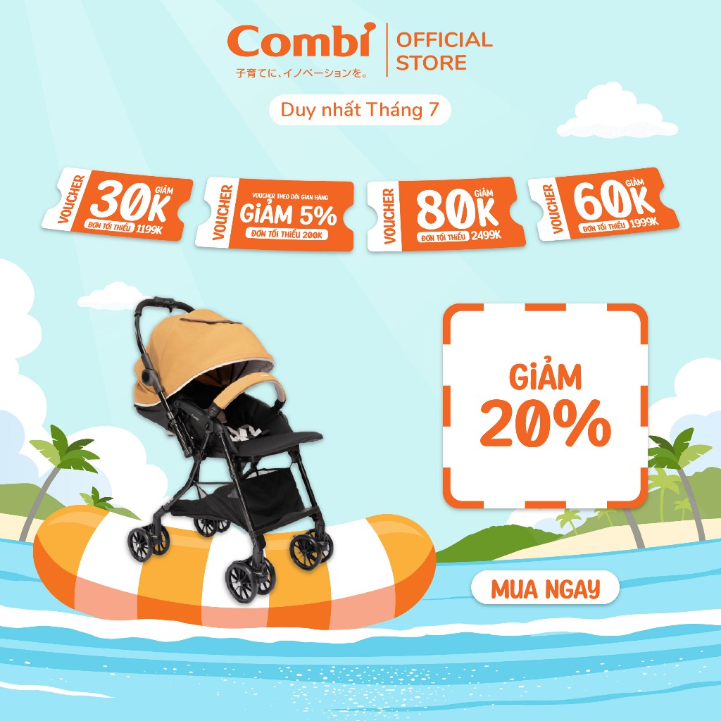 Xe đẩy COMBI Handy 4Cas Compact - Đảo chiều tay cầm - Màu Vàng