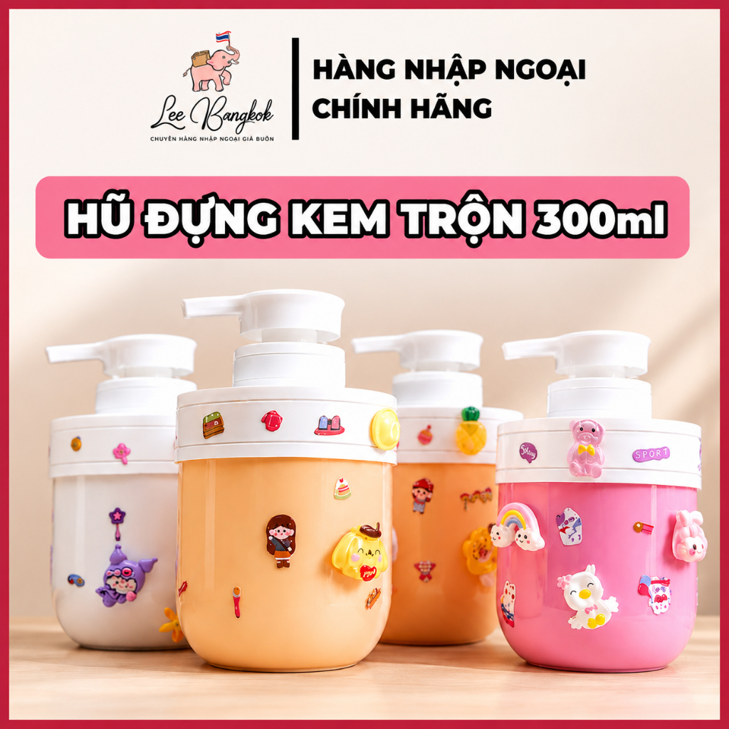 Hũ Đựng Kem Trộn Viên Bột Trắng Da Với Kem - Lotion Tiện Dụng Màu Pastel Dễ Thương Kèm Charm Và Stic