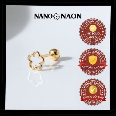 [Nano&Naon] Khuyên tai Vàng 14K Hàn Quốc hoa rỗng 1056 - Nano&Naon