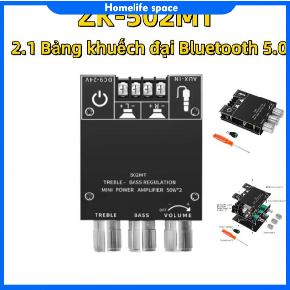 [📢Free shipping🕹️]ZK-502T và 502MT mạch khuếch đại âm thanh 2.0 Wuzhi 50*50w bluetooth 5.0
