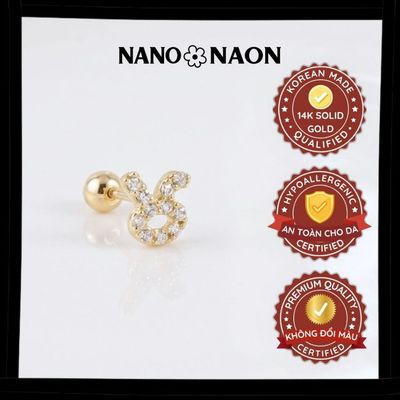 [Nano&Naon] Khuyên tai Vàng 14K Hàn Quốc thỏ đính đá 1029 - Nano&Naon
