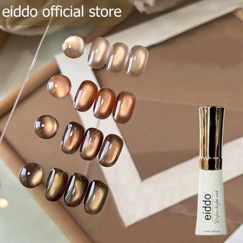{ Eiddo Nails } Mắt mèo TJ eiddo 12ml - Mắt mèo ánh trăng cực quang tone nâu,be - Sơn gel TJ chất đặ