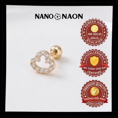 [Nano&Naon] Khuyên tai Vàng 14K Hàn Quốc mây đính đá 1014 - Nano&Naon