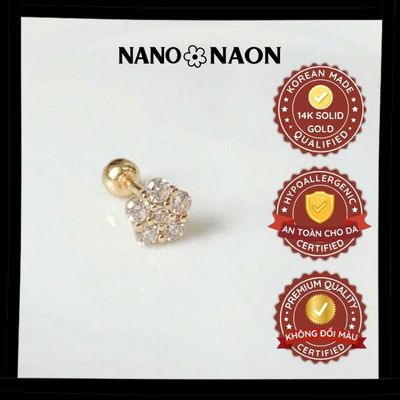 [Nano&Naon] Khuyên tai Vàng 14K Hàn Quốc hoa mai 1034 - Nano&Naon