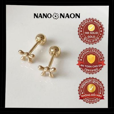 [Nano&Naon] Khuyên tai Vàng 14K Mini Bow 1054 - Nano&Naon