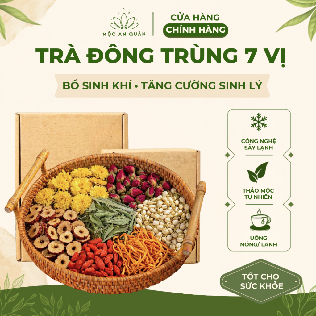 Trà Đông Trùng Hạ Thảo 7 Vị Mộc An - Thảo Mộc Bồi Bổ Sức Khỏe, Dưỡng Nhan, Tăng Cường Sinh Lý