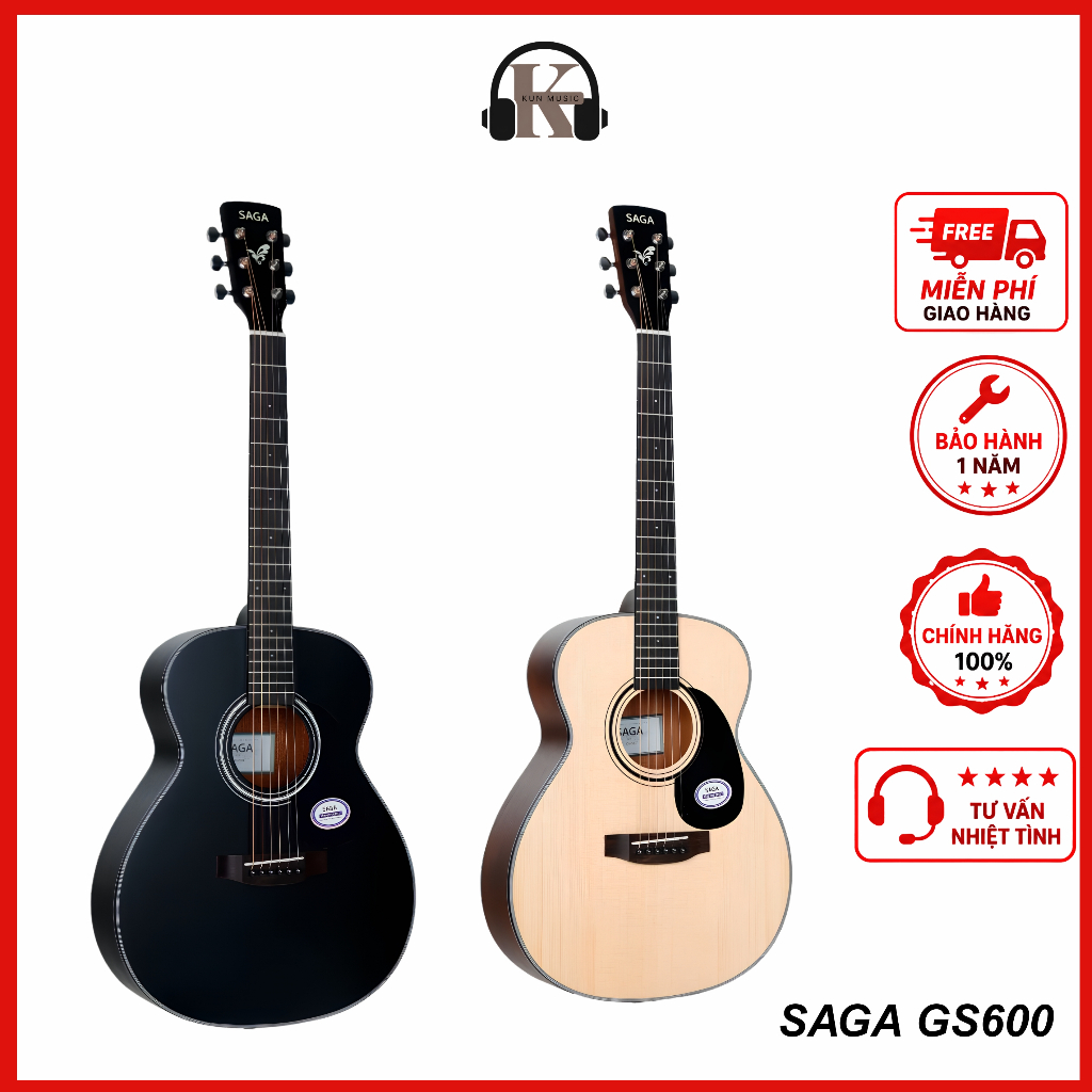 Đàn Guitar Acoustic SAGA GS600 - Classic, Chất Lượng Cao, Phù Hợp Cho Người Mới
